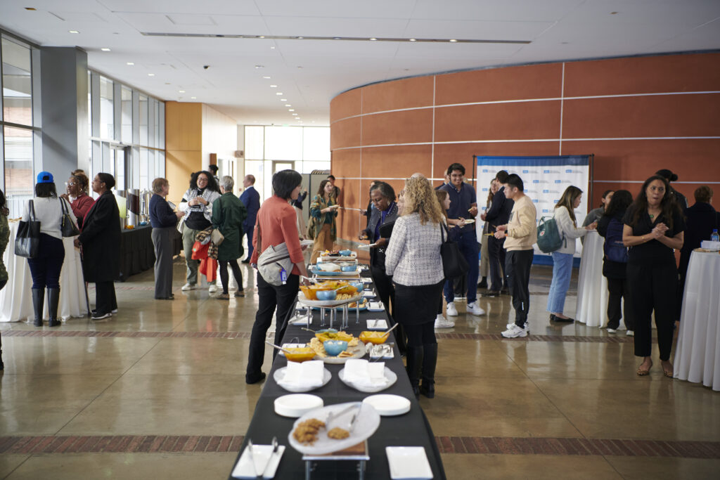 Attendees in the lobby