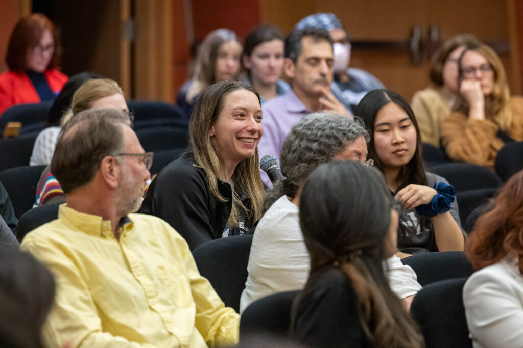 Audience members seated and listening during Elizabeth Dias's CRSHE Distinguished Speaker Series presentation on "The Fall