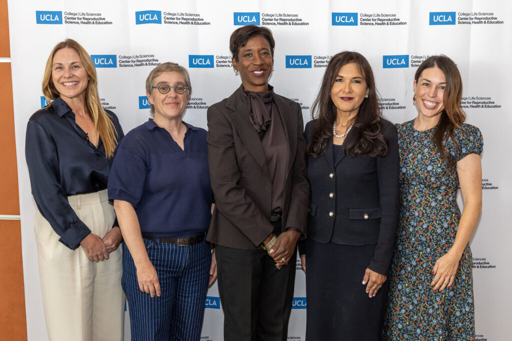 California Surgeon General Diana E. Ramos, MD, MPH, MBA stands with four colleagues at a Distinguished Speaker Series event.